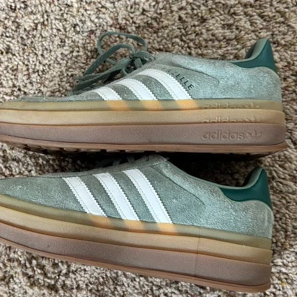 Adidas Gazelle Platform Sneakers in Sage Green and White - Picture 2 of 7
